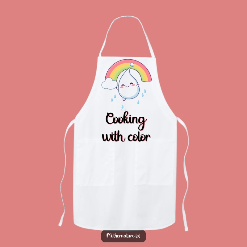 Funny Raindrop Rainbow Apron: Smiling Chef Wear, Perfect Funny Gift