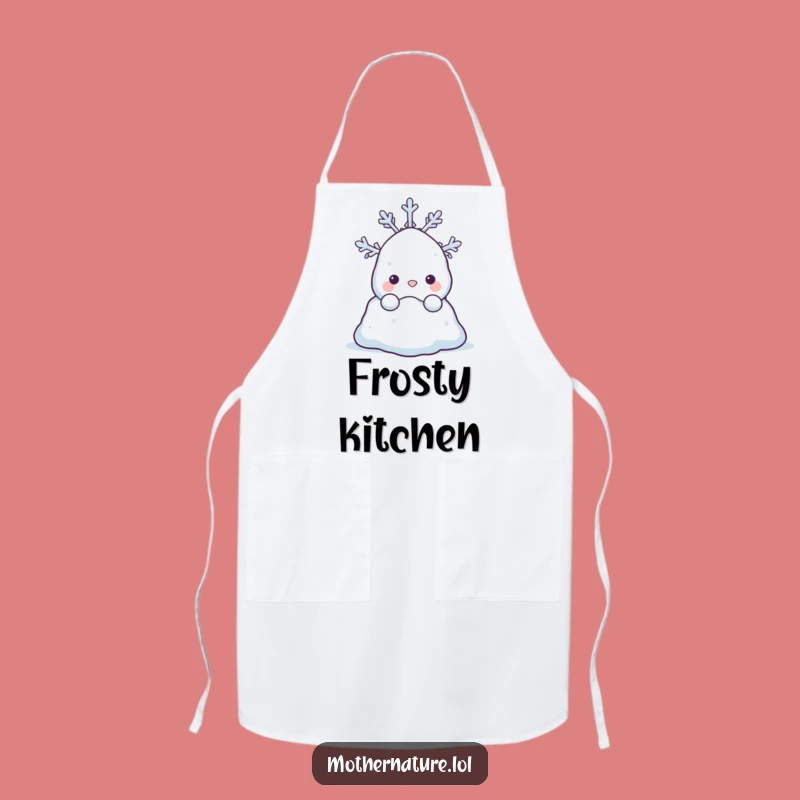 Funny Snowdrift Apron: Shy Chef Character for Winter Kitchen Fun