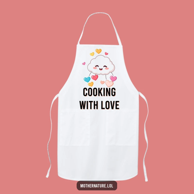 Funny Cloud Raining Hearts Apron: Cute Giggling Chef Wear, Perfect Funny Gift