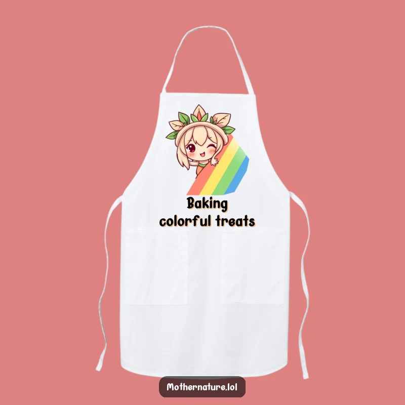 Funny Mother Nature Apron: Cheeky Rainbow Chef's Wear, Playful Kitchen Gift