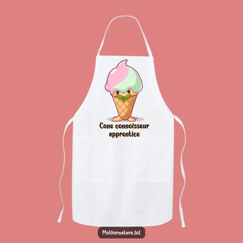 Funny Shy Sprout Ice Cream Apron: Cook with Sweet Caution, Kitchen Gift