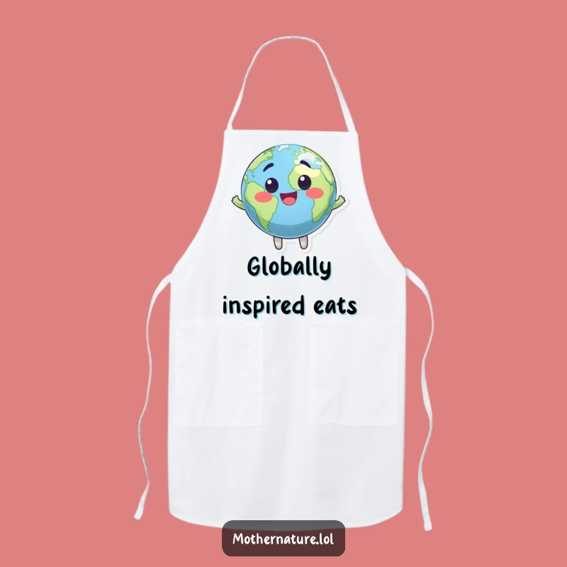 Funny Earth Apron: Bouncing Planet Chef Character for Kitchen Humor Lovers