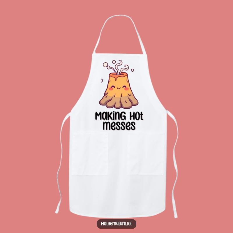 Funny Volcano Apron, Friendly Puffer Kitchen Wear, Humorous Funny Gift for Cooks