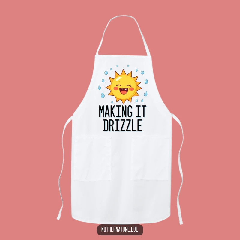 Funny Sun Juggling Raindrops Apron - Cheerful Chef Character