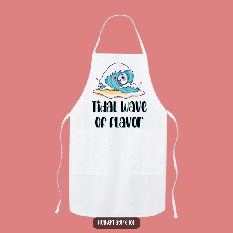 Funny Wave Character Apron - Playful Beach Kitchen Fun Gift