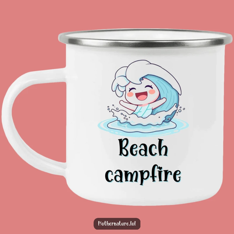 Funny Laughing Wave Camping Mug: Playful Outdoor Cheer for a Hilarious Gift