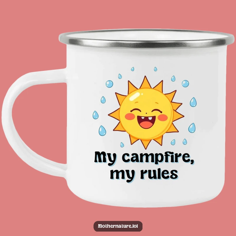 Funny Sun Juggling Raindrops Camping Mug - Outdoor Character Cup