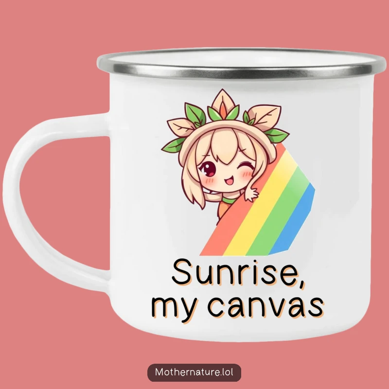 Funny Mother Nature Camping Mug: Mischievous Rainbow Outdoor Cup, Nature Gift