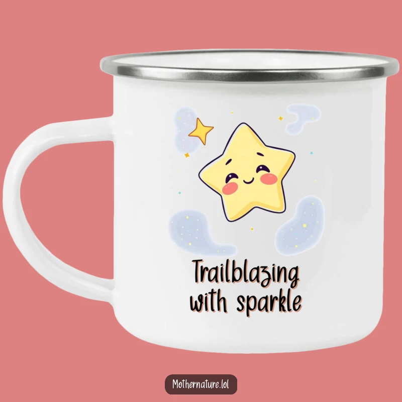 Funny Giggling Star Camping Mug: Winky Cosmic Buddy for Outdoor Adventures, Perfect Gift