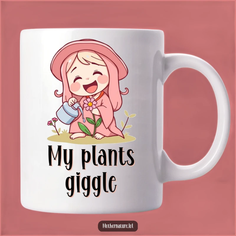 Funny Mother Nature Laughing Mug, Giggling Flower Design - Joyful Gift