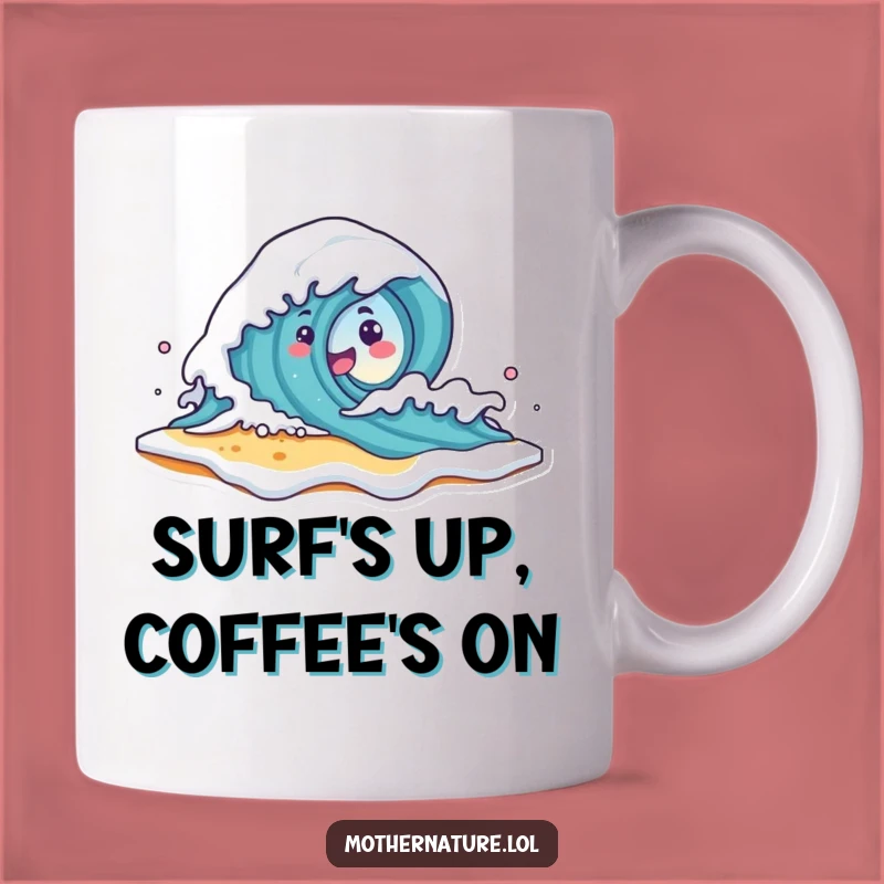 Funny Wave Character Mug - Playful Beach Shore Humor Gift