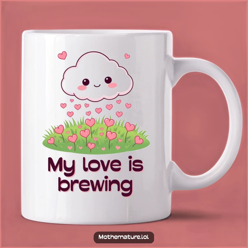 Funny Cloud Raining Hearts Mug: Adorable Love Surprise for a Sweet, Romantic Gift!
