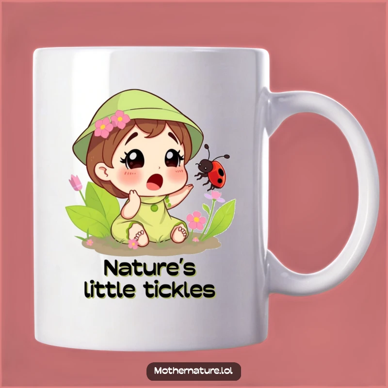 Funny Surprised Mother Nature Tickled Bee Mug - Nature's Playful Moment Gift