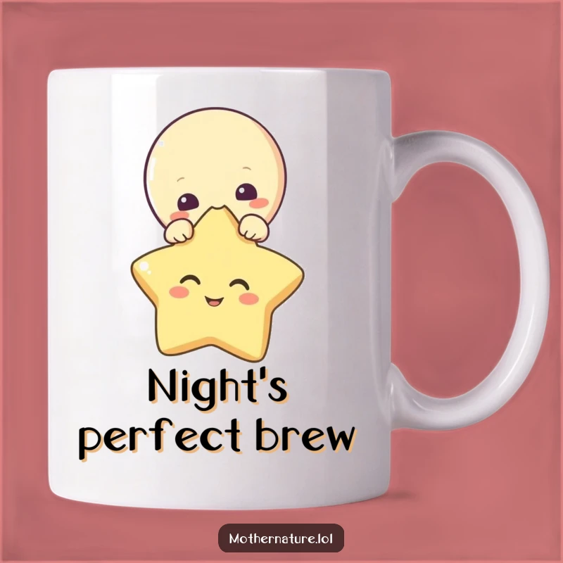 Funny Moon & Star Mug: Curious Celestial Peek Gift for Night Owl Lovers