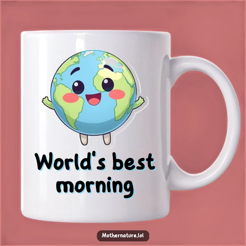 Funny Earth Globe Mug: Joyful Bouncing Planet Character Gift for Space Lovers
