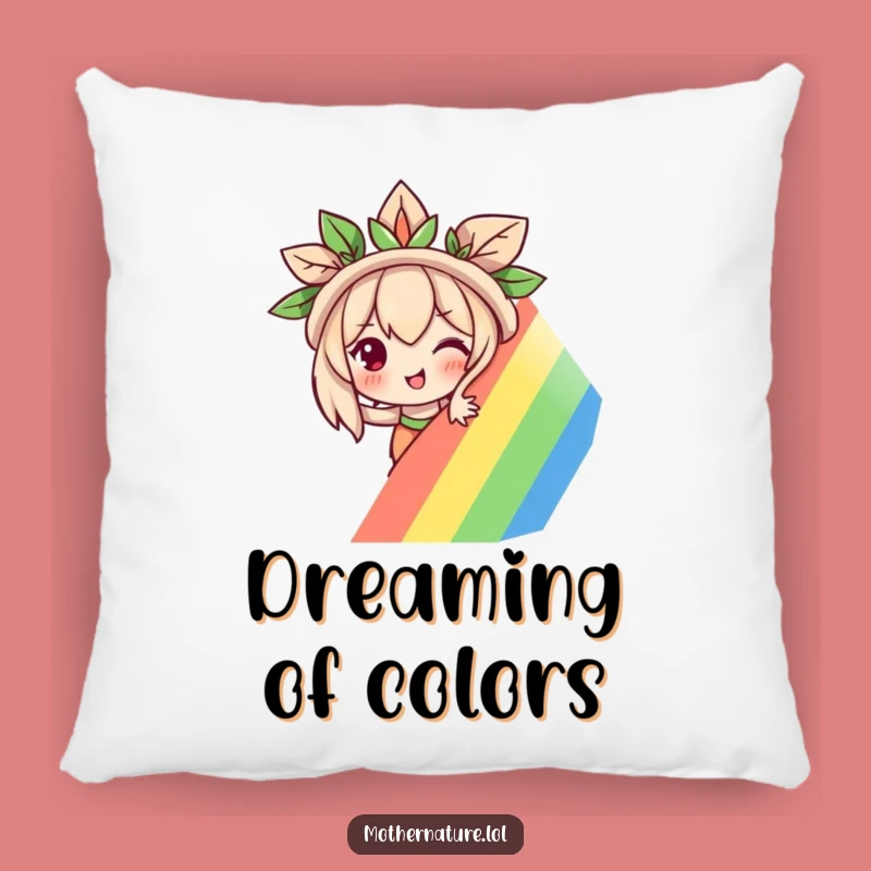 Funny Mother Nature Pillow: Mischievous Rainbow Accent Pillow, Cozy Comfort Gift