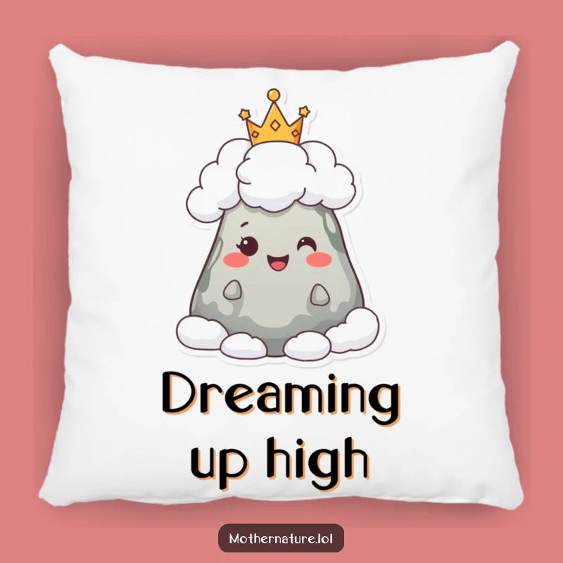 Funny Happy Mountain Pillow: Cozy Cloud Crown Accent