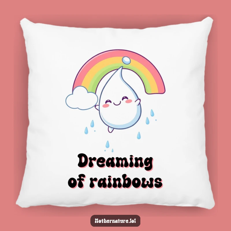 Funny Raindrop Rainbow Pillow: Smiling Character Comfort, Perfect Funny Gift