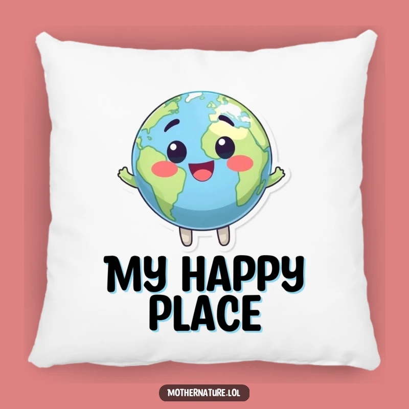 Funny Earth Pillow: Bouncing Planet Character Cushion for Cozy Cosmic Comfort