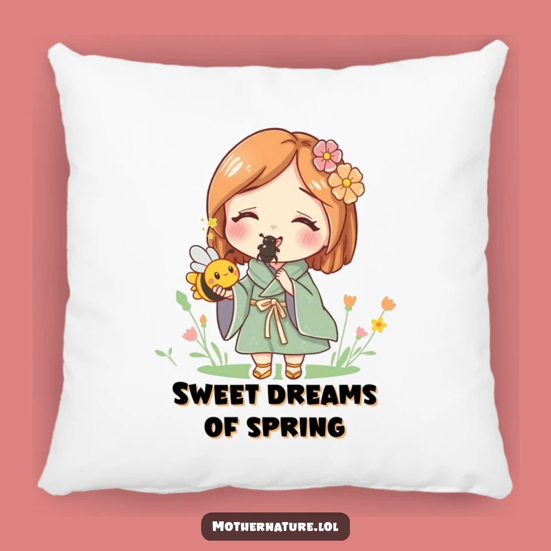 Funny Mother Nature Holding Bee Pillow - Cozy Comfort with Nature's Touch