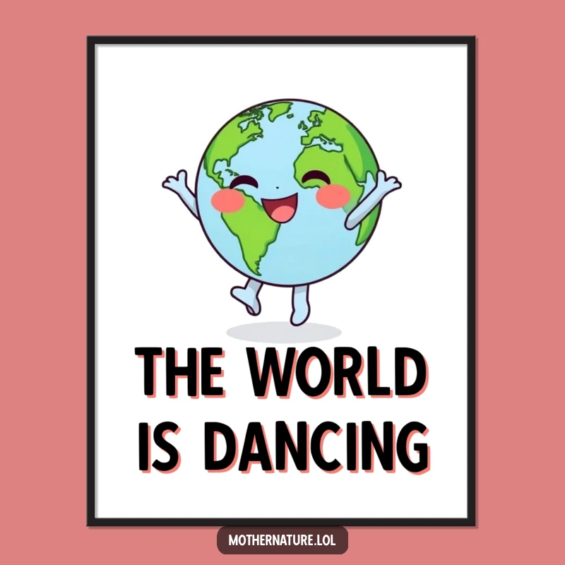 Funny Earth Dancing Digital Art: Joyful Character Decor, Perfect Funny Gift