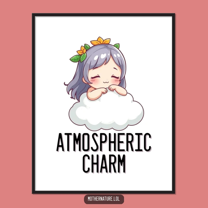 Funny Mother Nature Tickling Cloud Digital Art - Playful Nature Instant Download Gift