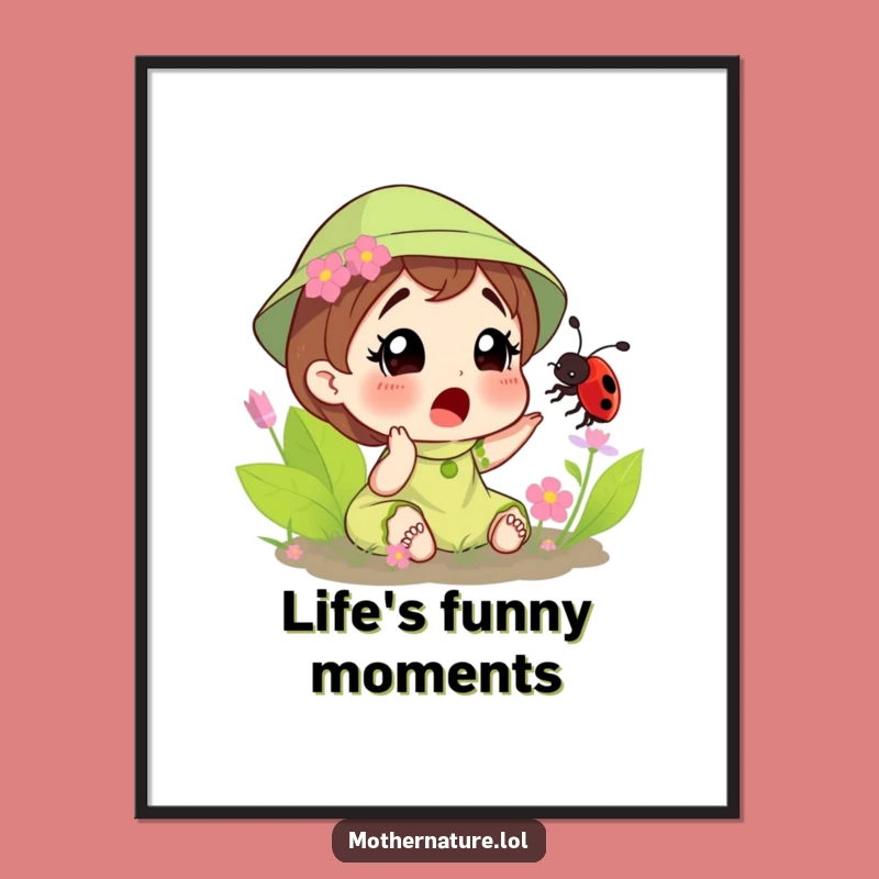 Funny Surprised Mother Nature Tickled Bee Digital Art - Instant Playful Decor