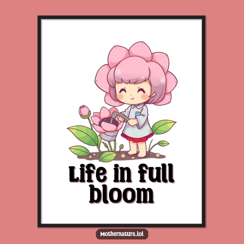 Funny Gardener Digital Print: Happy Bloom Wall Art Gift