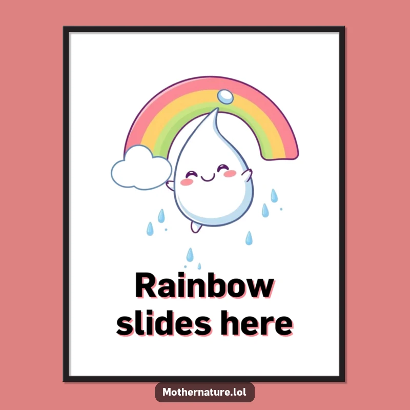 Funny Raindrop Rainbow Digital Art: Smiling Character Decor, Perfect Funny Gift