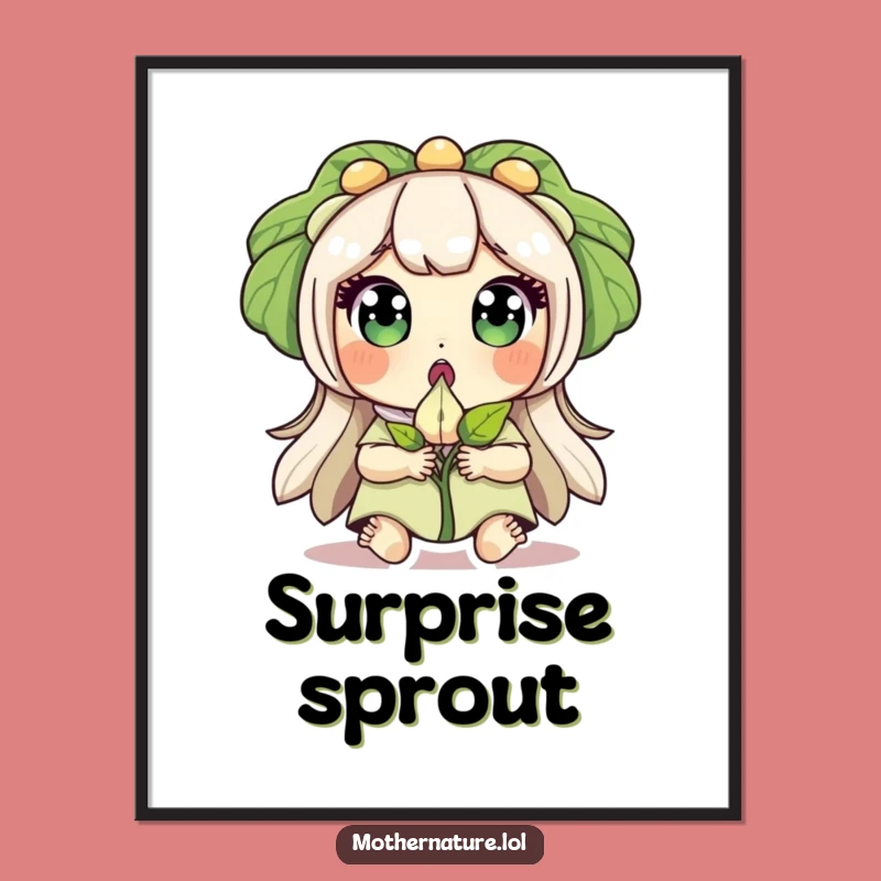 Funny Surprised Mother Nature Digital Art, Awestruck Decor for Nature Lovers