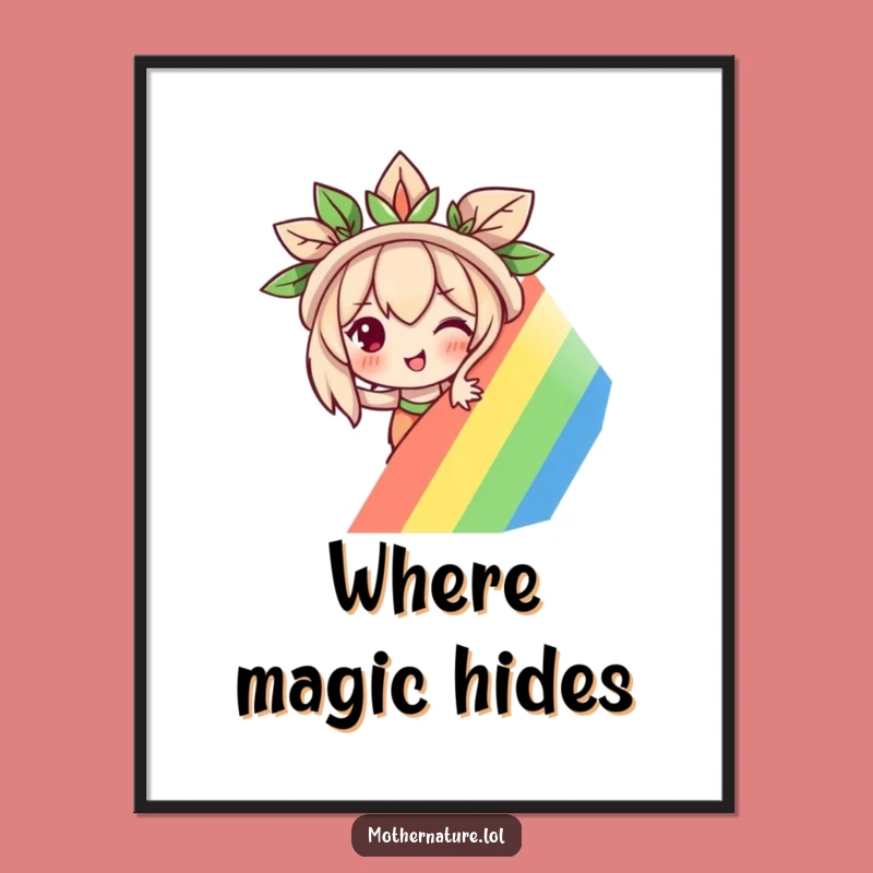 Funny Mother Nature Digital Art: Mischievous Rainbow Peek Download, Wall Art