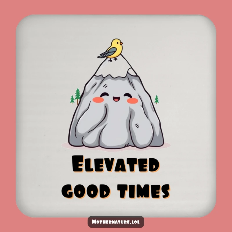 Funny Mountain Shrug Coaster: Hilarious Surface Protection with Nature Charm!