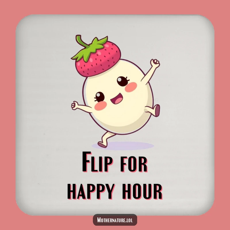 Funny Berry Cartwheel Drink Coaster: Protect Surfaces with Determined Fruit Charm