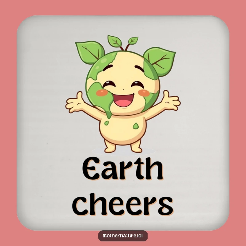Funny Earth Smile Coaster Set: Protect Surfaces with Planetary Joyous Surprise