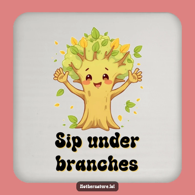 Funny Happy Tree Coasters - Waving Branches Nature Table Gift