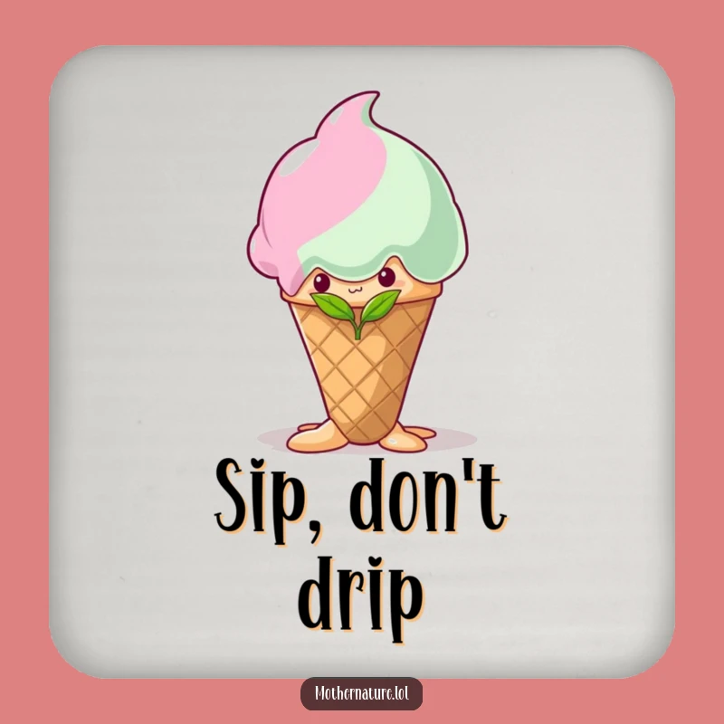 Funny Shy Sprout Ice Cream Coaster: Protect Surfaces with Sweet Charm
