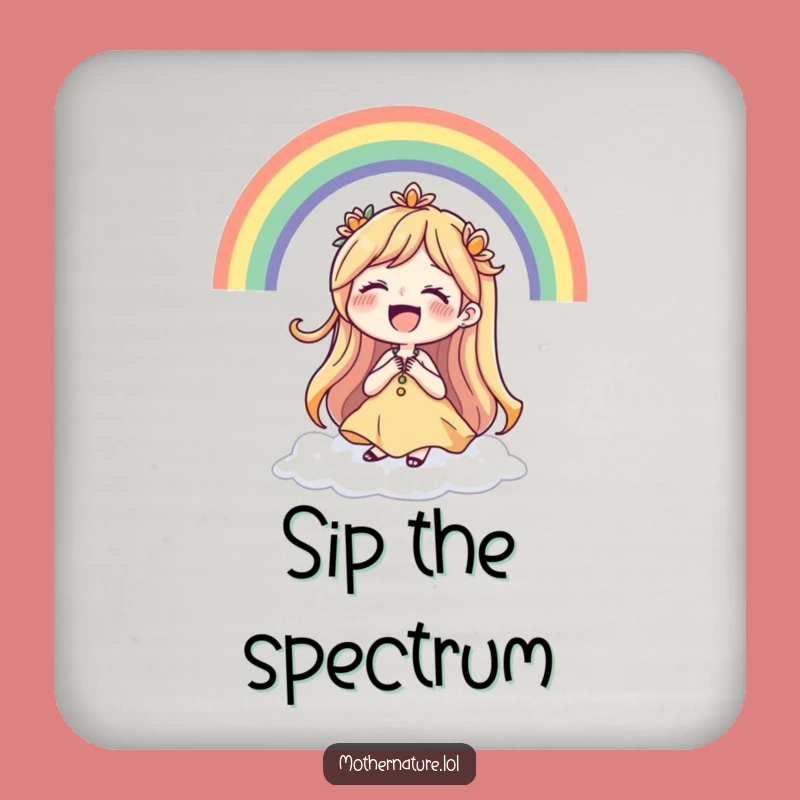 Funny Mother Nature Rainbow Laugh Coaster - Cheerful Nature Decor