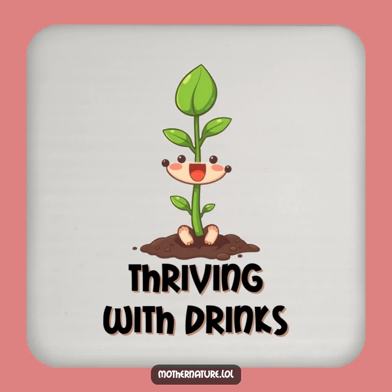 Funny Seedling Coaster, Growing Leaf Drink Holder, Whimsical Funny Gift for Tables