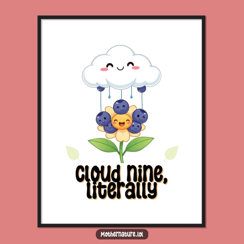 Funny Cloud Blueberry Poster: Bring Sunshine Indoors, Cheerful Art Gift