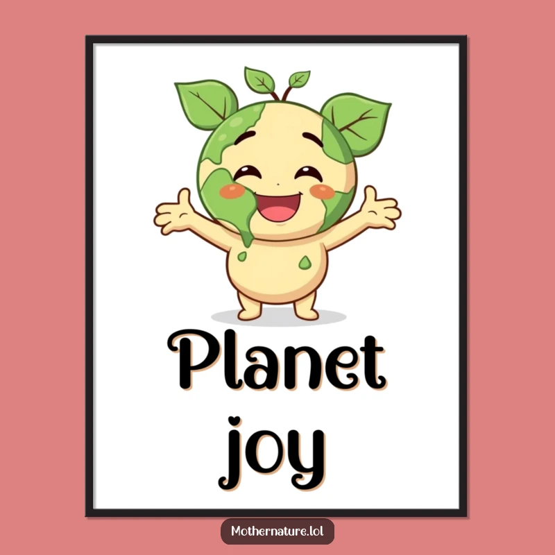 Funny Earth Smile Poster: Joyous Planet Character Art, Perfect Eco-Friendly Decor