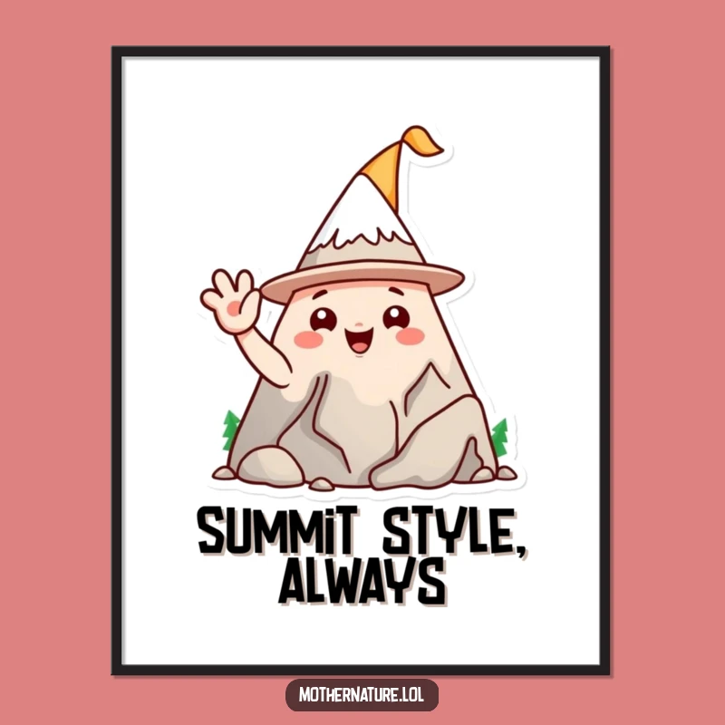 Funny Mountain Range Waving Poster - Whimsical Character Art