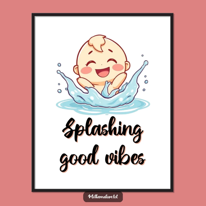 Funny River Splashing Poster - Whimsical Character Art