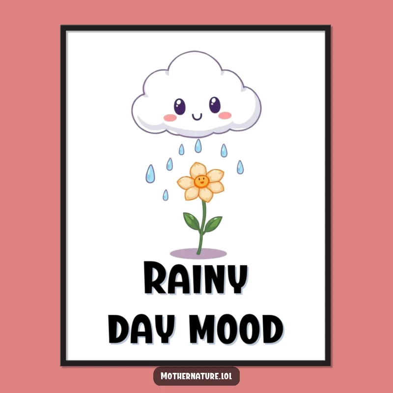 Funny Surprised Cloud Poster - Whimsical Weather Art for Cheerful Decor