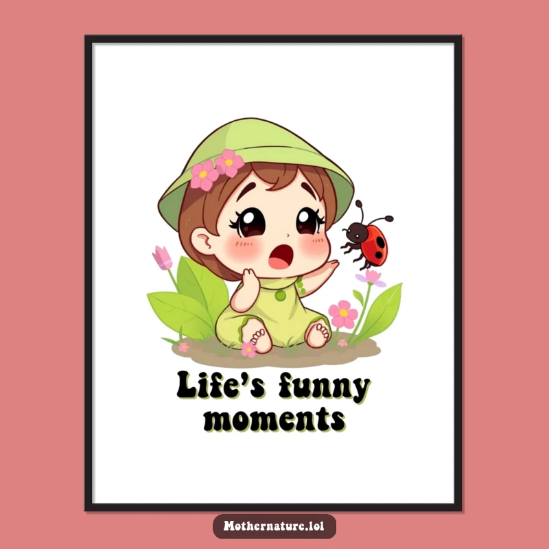 Funny Surprised Mother Nature Tickled Bee Poster - Whimsical Nature Art