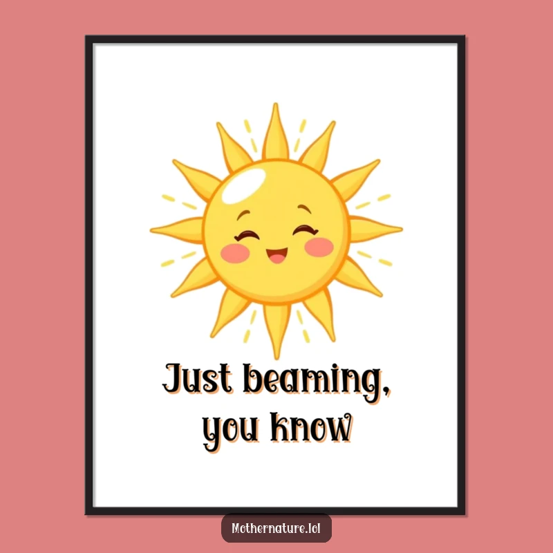Funny Winking Sun Poster: Cheerful Wall Art Infusing Warmth and Golden Light