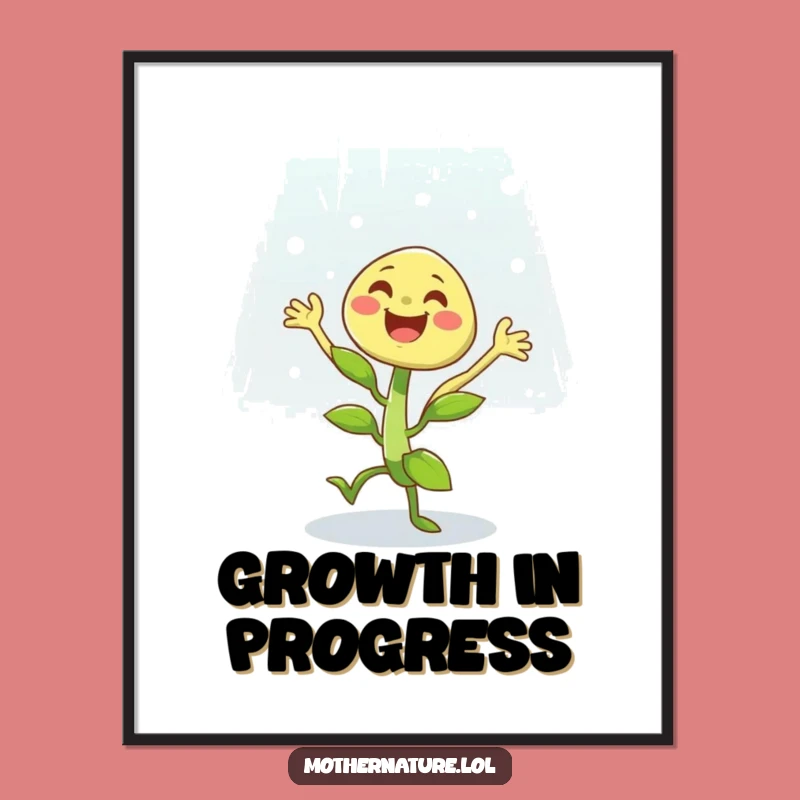 Funny Dancing Plant Poster: Cheerful Character Joyful Shower Art