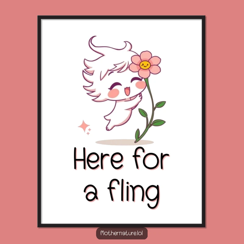 Funny Wind Tickle Flower Poster: Playful Character Art