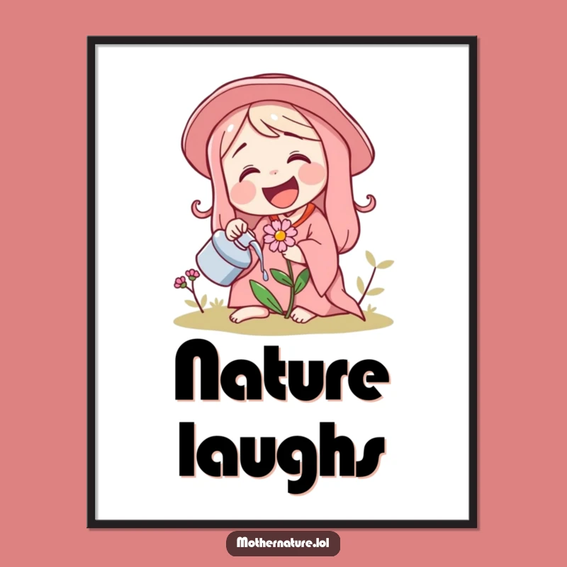 Funny Mother Nature Laughing Poster, Joyful Wall Art for Nature Lovers