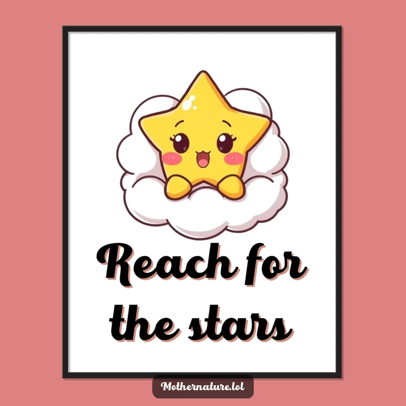 Funny Surprised Star Poster - Peekaboo Cloud Celestial Art Gift