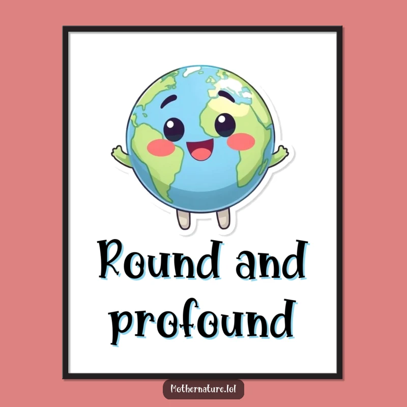 Funny Earth Poster: Bouncing Planet Character Art for Whimsical Wall Decor